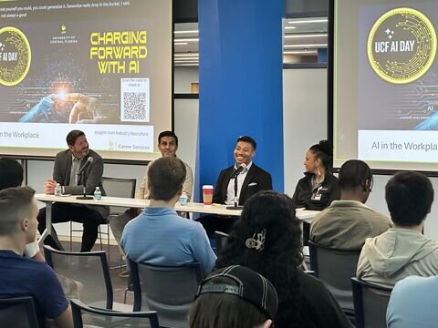 Alec on the AI in the Workplace panel at UCF AI Day